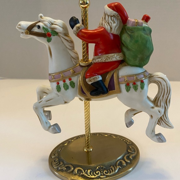 Vintage Santa riding carousel horse figurine holidays Home Interiors Homco #5117 - Picture 5 of 11